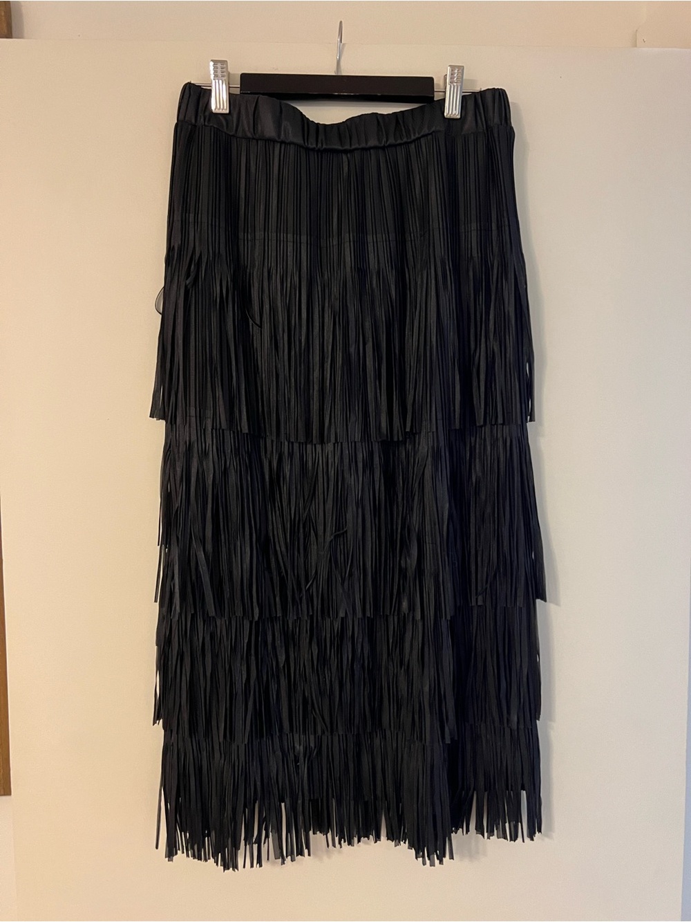 Zara Black Tiered Fringe Midi Skirt - Picture 2 of 4